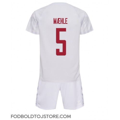 Danmark Joakim Maehle #5 Udebanesæt Børn VM 2022 Kortærmet (+ Korte bukser)